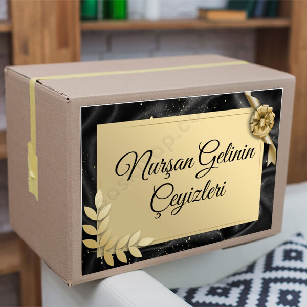 Gold Siyah Çeyiz Etiketi online tasarla