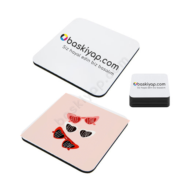 Gözlük Temalı Kare Bardak Altlığı online tasarla