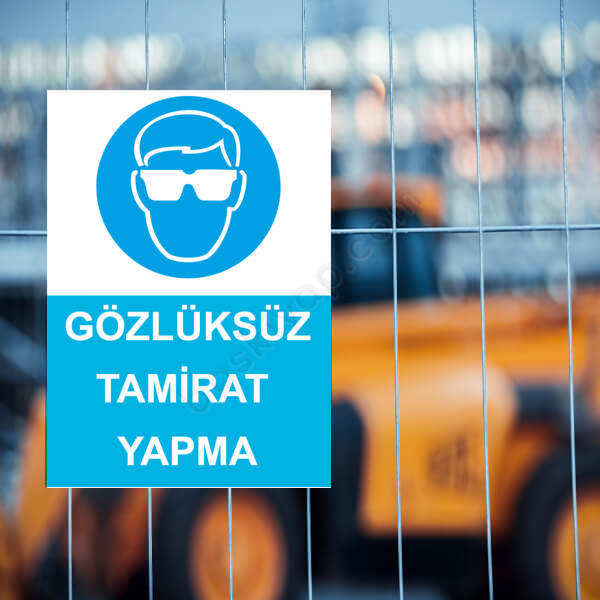 Gözlüksüz Tamirat Yapma Etiketi online tasarla
