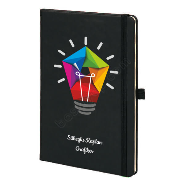 Grafiker Tasarım Siyah Ajanda – Tarihsiz Siyah Ajanda / Defter tasarımı