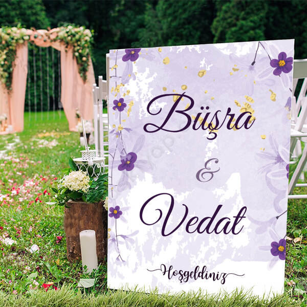 Gri Yapraklı Tasarım Ayaklı Pano online tasarla