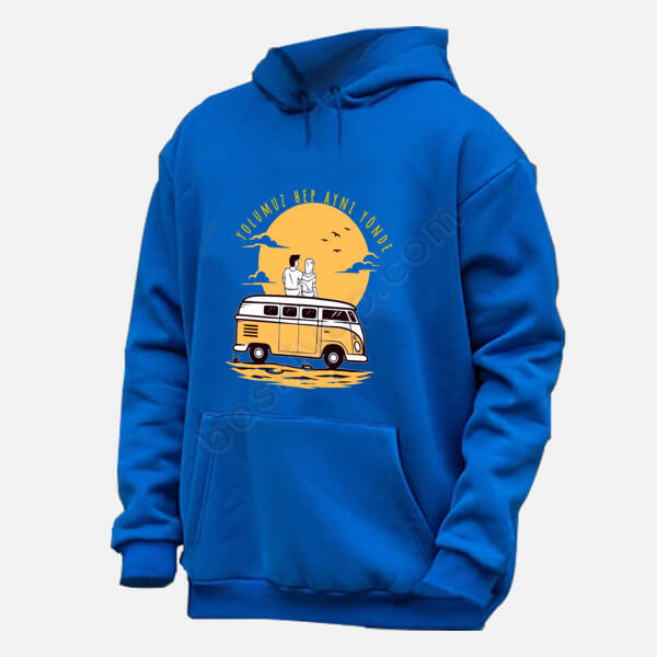 Gün Batımında Sevgililer Baskılı Renkli Hoodie online tasarla