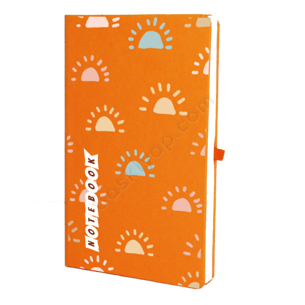 Güneş Tasarımlı Turuncu Ajanda – Tarihsiz Çizgili Turuncu Ajanda/Defter 13X21Cm tasarımı