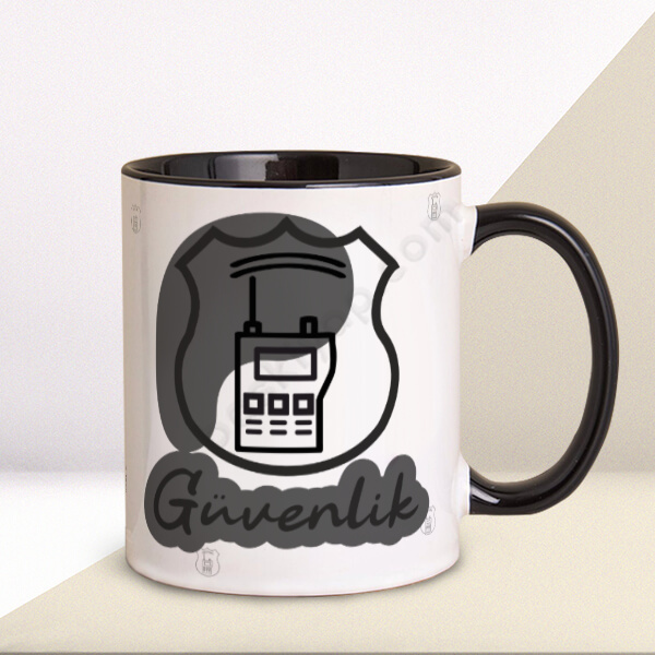 Güvenlik Tasarımlı Siyah Kulplu Kupa Bardak online tasarla