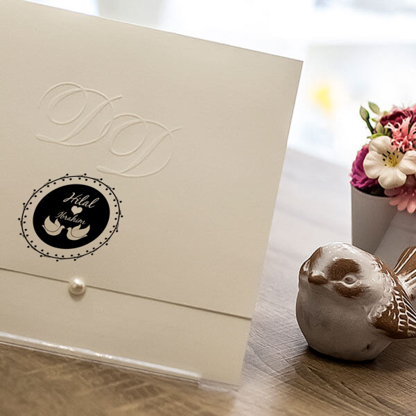 Güvercinli Düğün Kaşesi online tasarla