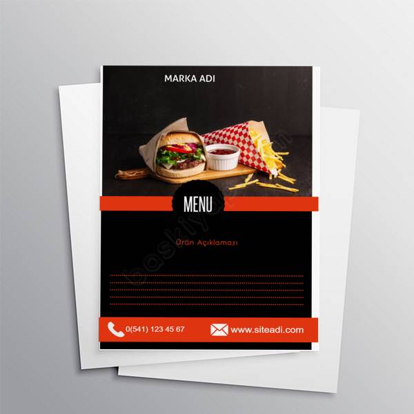 Hamburger Restorant Tasarımlı A4 Broşür online tasarla