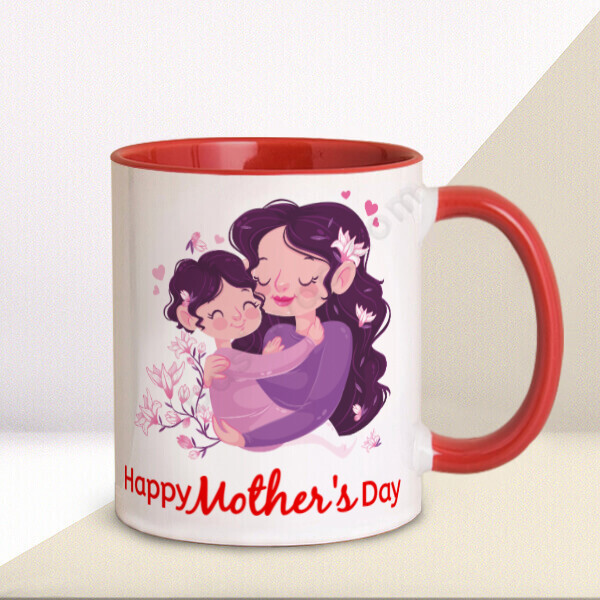 Happy Mother's Day Tasarımlı Kırmızı Kupa – Kişiye Özel Baskılı Kupa - Kırmızı tasarımı