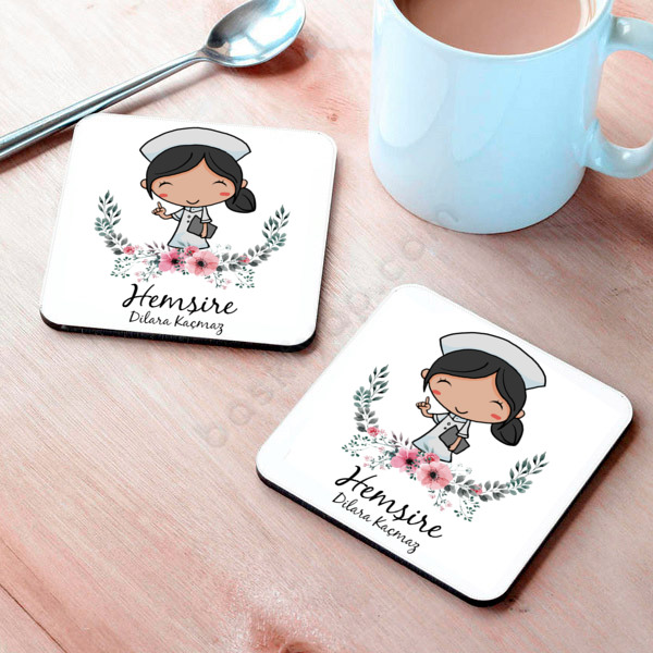 Hemşire Temalı Bardak Altlığı online tasarla