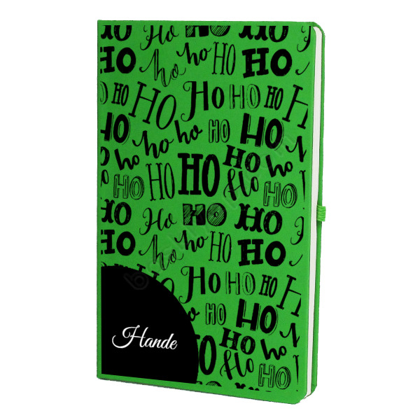 Hoho Yılbaşı Tasarım Yeşil Ajanda Defter – Tarihsiz Çizgili Yeşil Ajanda/Defter 13X21Cm tasarımı