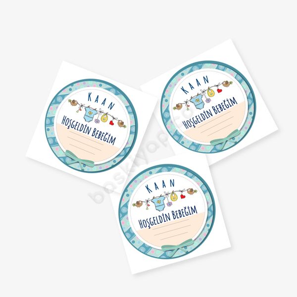 Hoşgeldin Bebeğim 2 Temalı Etiket online tasarla