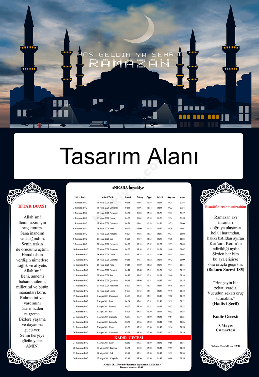 Hoşgeldin Ramazan Kişiye Özel İmsakiye 2021 online tasarla