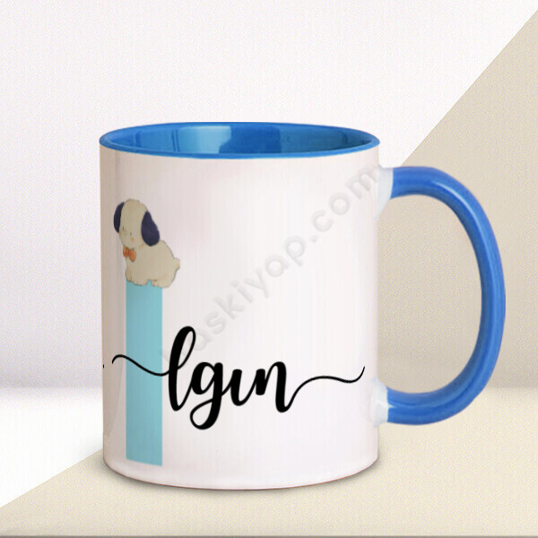 I Harfi Mavi Kupa Bardak online tasarla