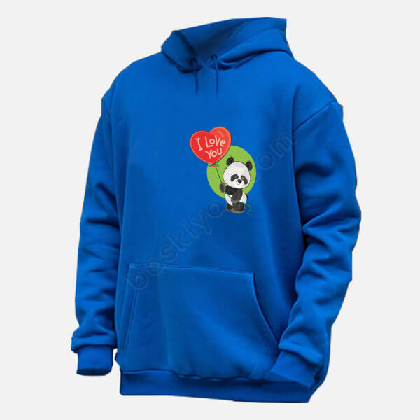 I Love You Panda Baskılı Renkli Hoodie online tasarla