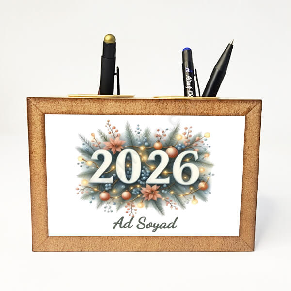 İsme Özel 2026 Tasarımlı Masaüstü Kalemlik online tasarla