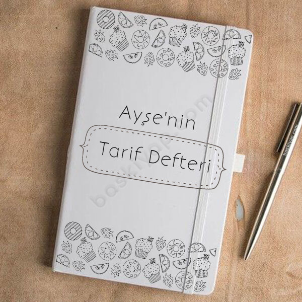 İsme Özel Tarif Defteri Tarihsiz Beyaz Ajanda online tasarla