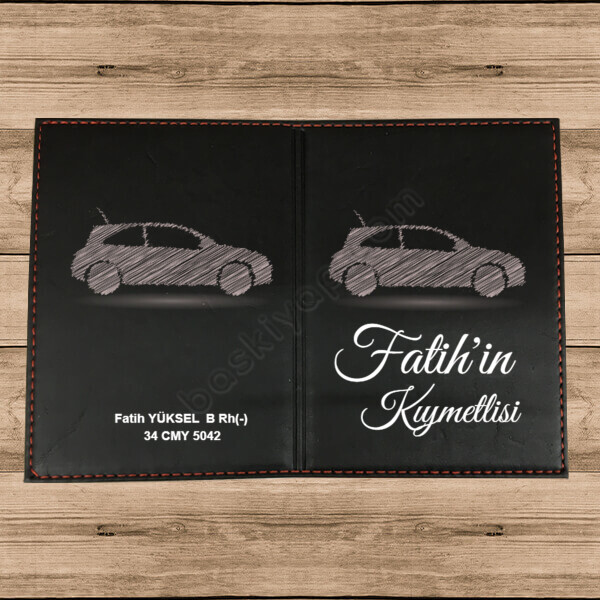 İsme Özel Termo Deri Siyah Ruhsat Kabı online tasarla