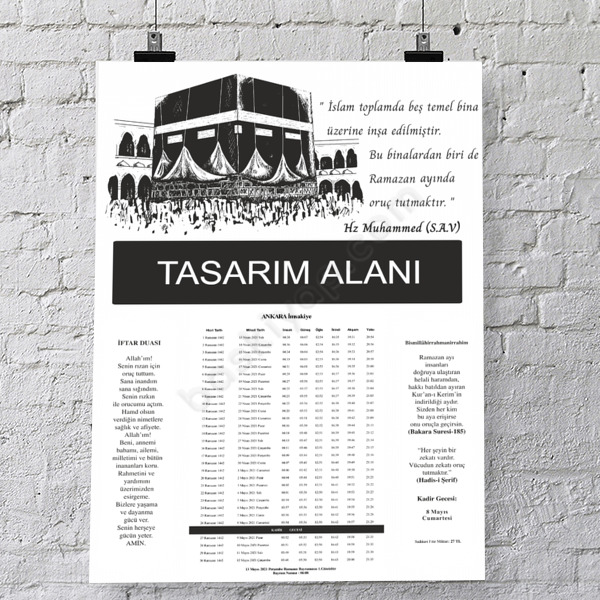 Kabe Temalı Kişiye Özel İmsakiye online tasarla