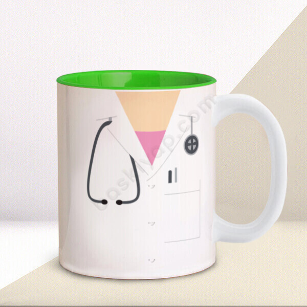 Kadın Doktor Baskılı İçi Yeşil Kupa online tasarla