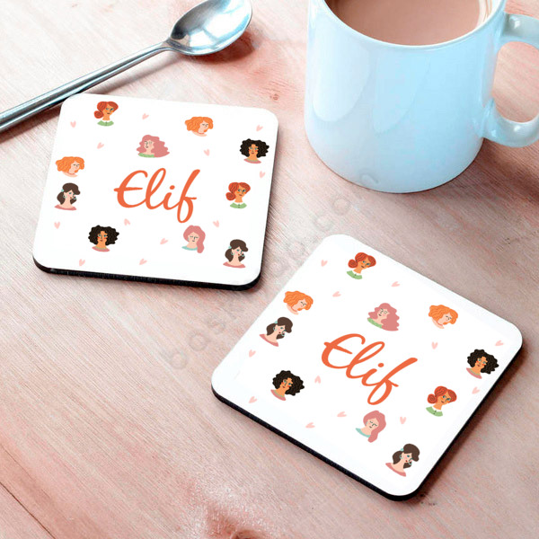 Kadın Tasarımlı Bardak Altlığı online tasarla