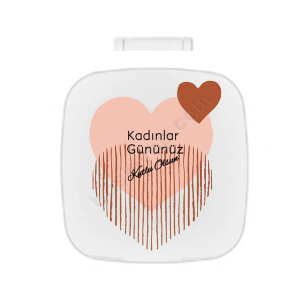 Kadınlar Günü İçin Özel Kare Beyaz Makyaj Aynası online tasarla
