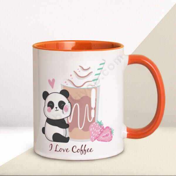 Kahvekolik Panda Tasarımlı  Kupa online tasarla
