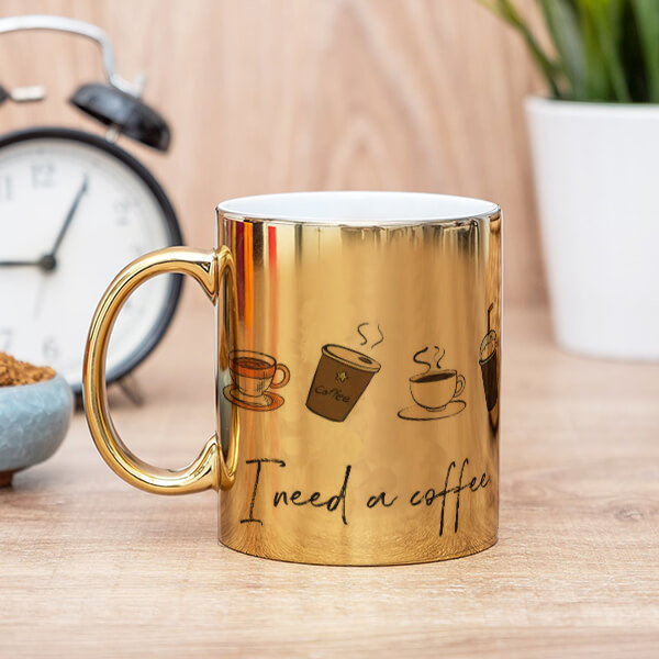 Kahveye İhtiyacım Var Gold Baskılı Kupa online tasarla