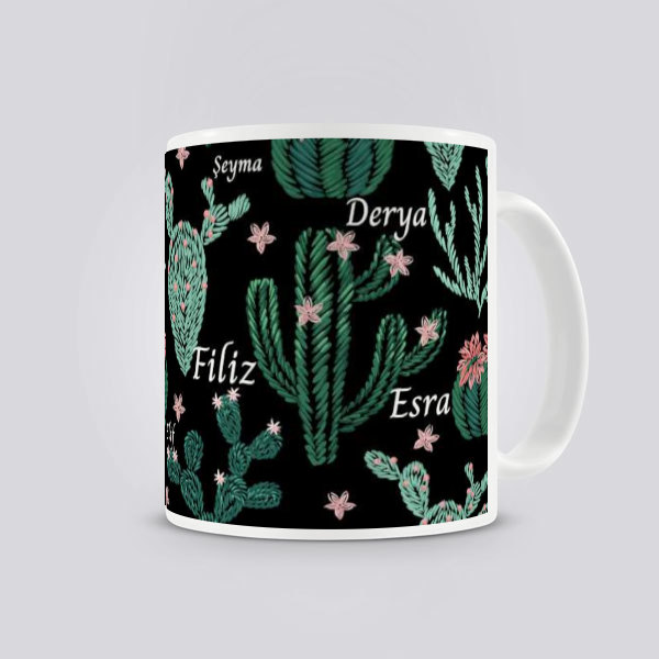 Kaktüs Desenli Kişiye Özel Kupa online tasarla