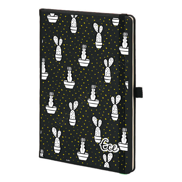 Kaktüs Tasarımlı Siyah Ajanda online tasarla