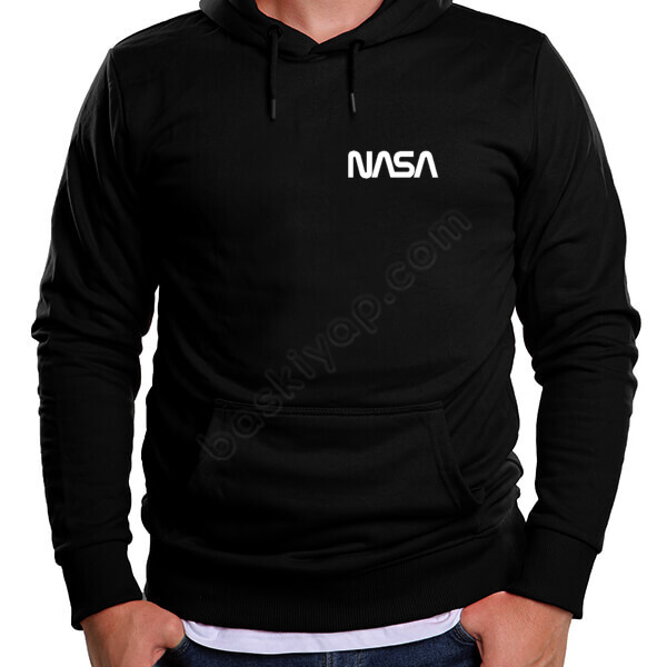 Nasa Temalı Kendin Tasarlı Sweatshirt Siyah Kapşonlu online tasarla
