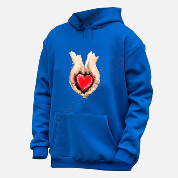 Kalbim Avuçlarında Baskılı Renkli Hoodie online tasarla