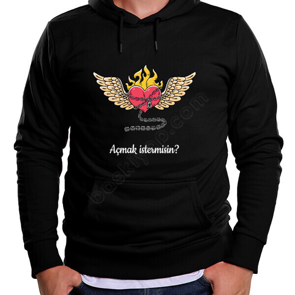 Kalbimin Anahtarı Sende Temalı Kombin Sweatshirt Kapşonlu online tasarla