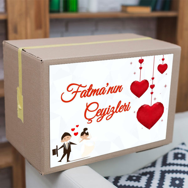 Kalp Çerçeveli Çeyiz Etiketi online tasarla