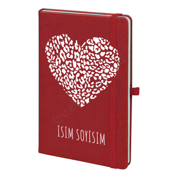 Kalp Desenli Ajanda – Tarihsiz Kırmızı Ajanda / Defter 13X21Cm tasarımı