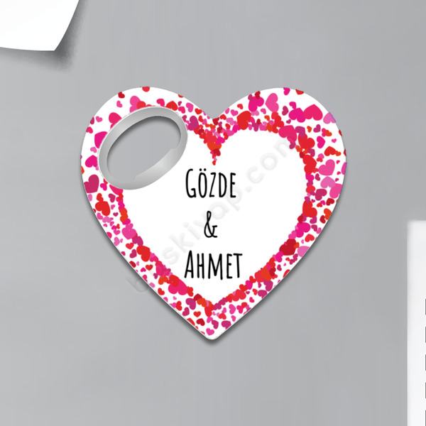 Kalp Tasarımlı İsime Özel Kalp Magnet Açacak online tasarla