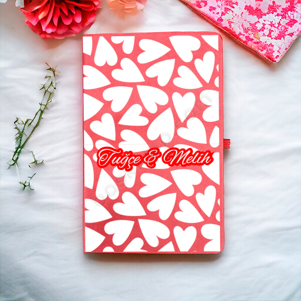 Kalp Tasarımlı Kırmızı Ajanda online tasarla