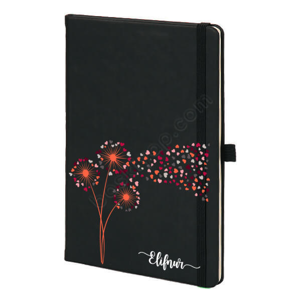Kalpli Karahindiba  Tasarım Siyah Ajanda – Tarihsiz Siyah Ajanda / Defter tasarımı