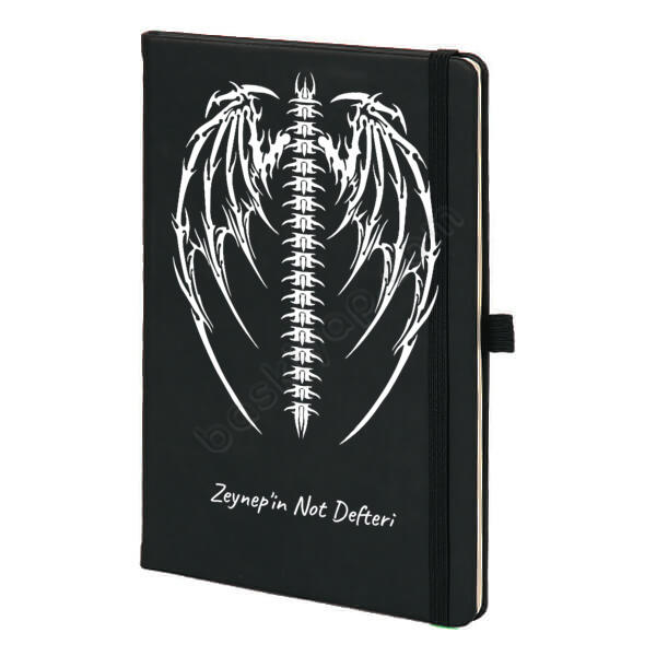 Kanat Desenli Siyah Ajanda – Tarihsiz Siyah Ajanda / Defter tasarımı