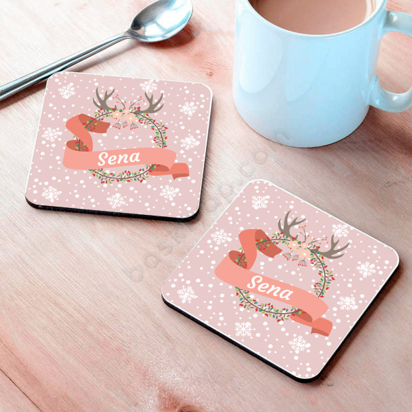 Kar Tanesi Tasarım Bardak Altlığı online tasarla