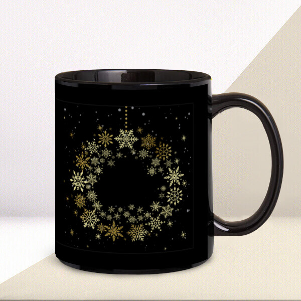 Kar Tasarımlı Siyah Kupa Bardak online tasarla