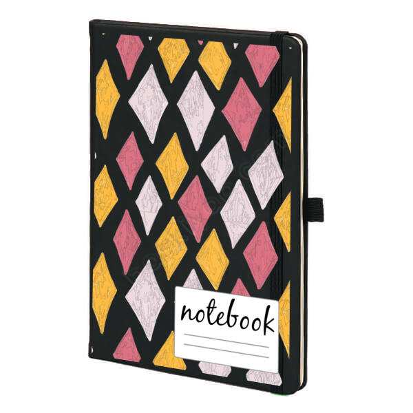 Kare Motif Tasarımlı Siyah Ajanda – Tarihsiz Siyah Ajanda / Defter tasarımı