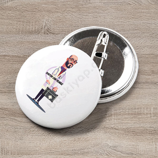 Karikatür Baskılı Doktor Buton Rozet online tasarla