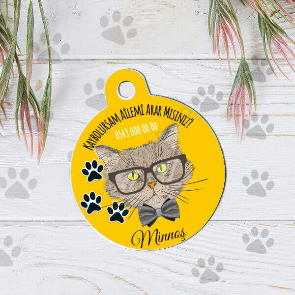 Kedi  Pati Tasarımlı Kedi Köpek İsim Künyesi online tasarla