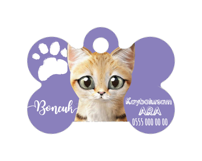Kedi Tasarımlı Kedi Köpek İsim Künyesi online tasarla