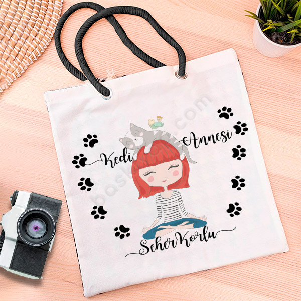 Kedi Tasarım Baskılı Bez Çanta 2 online tasarla