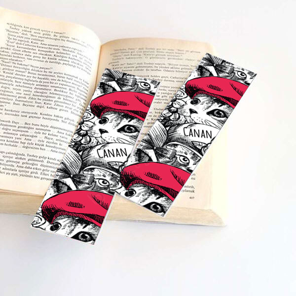 Kedi Tasarım Basklı Kitap Ayracı online tasarla