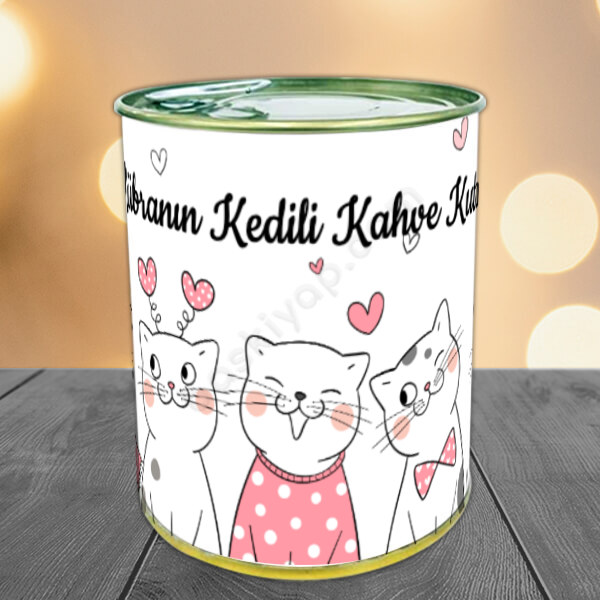 Kedi Tasarımlı Türk Kahveli Konserve Kutusu online tasarla