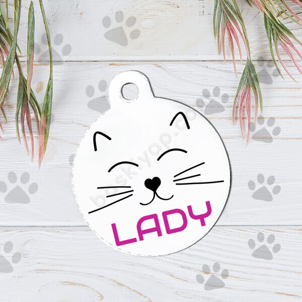 Kedi Yüzü Şekilli Kedi Köpek İsim Künyesi online tasarla