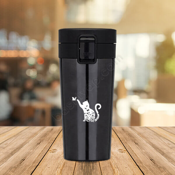 Kedii Vakumlu Premium Siyah Çelik Termos | Süzgeçli online tasarla