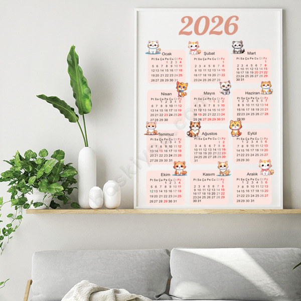 Kedili 2026 Takvimi online tasarla