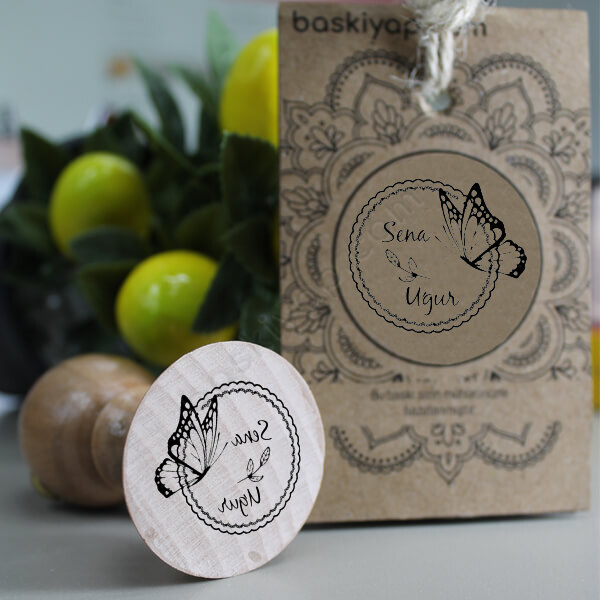 Kelebek Tasarımlı Ahşap Saplı Kütüphane Kaşesi online tasarla